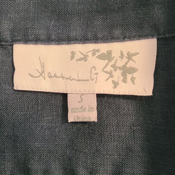 Hanna G Long Sleeve Pleated Front Linen Shirt S Relaxed Lagenlook Minimalist - Picture 5 of 9